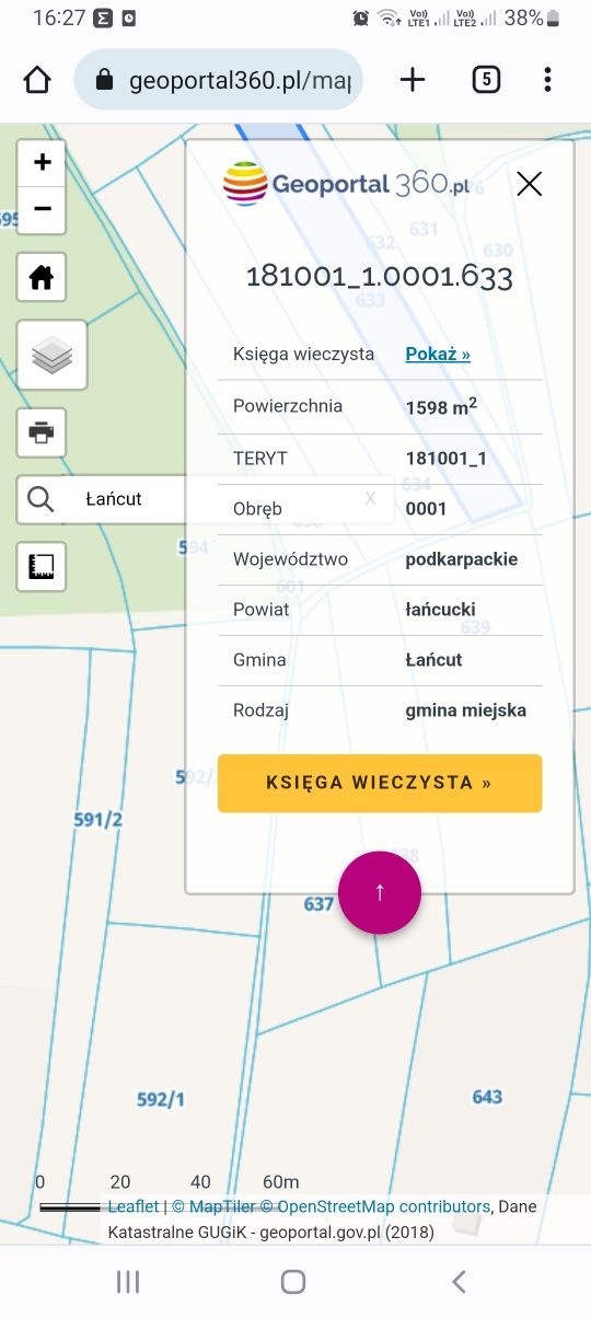 Działka 15.98 ara na sprzedaż Łańcut Ul.Kąty