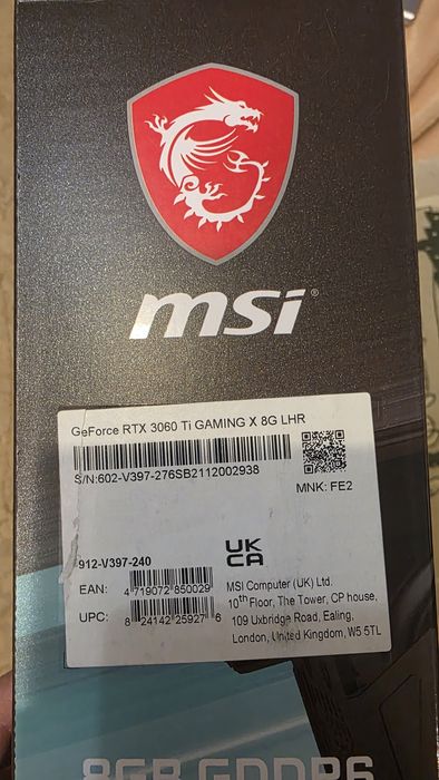 Відеокарта MSI PCI-Ex GeForce RTX 3060 Ti Gaming X LHR 8GB GDDR6