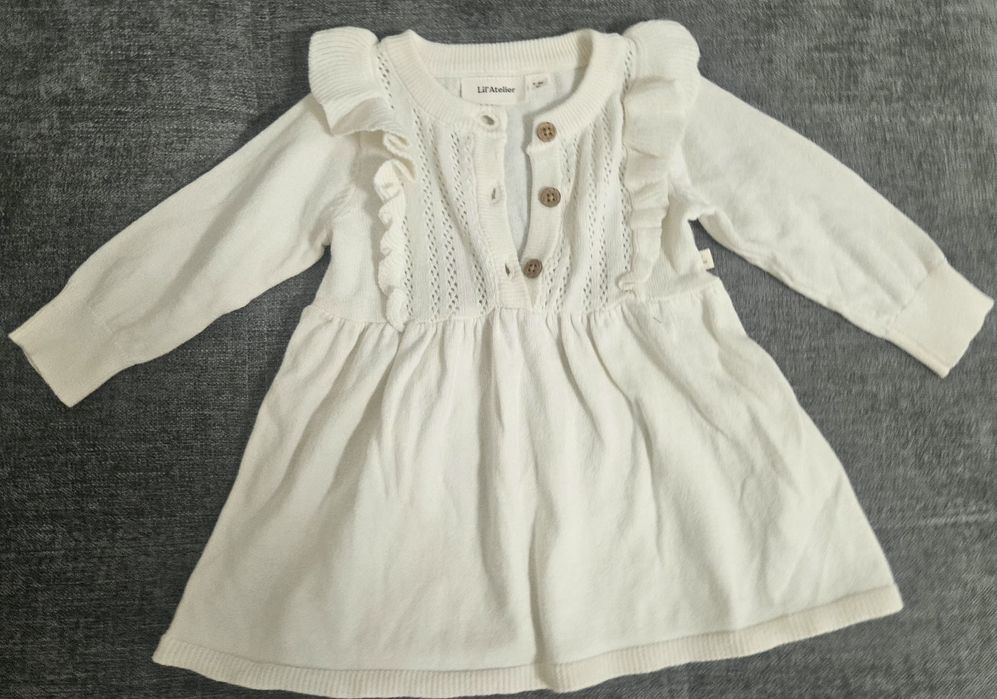 Молочна вязана сукня для немовлят із бавовни