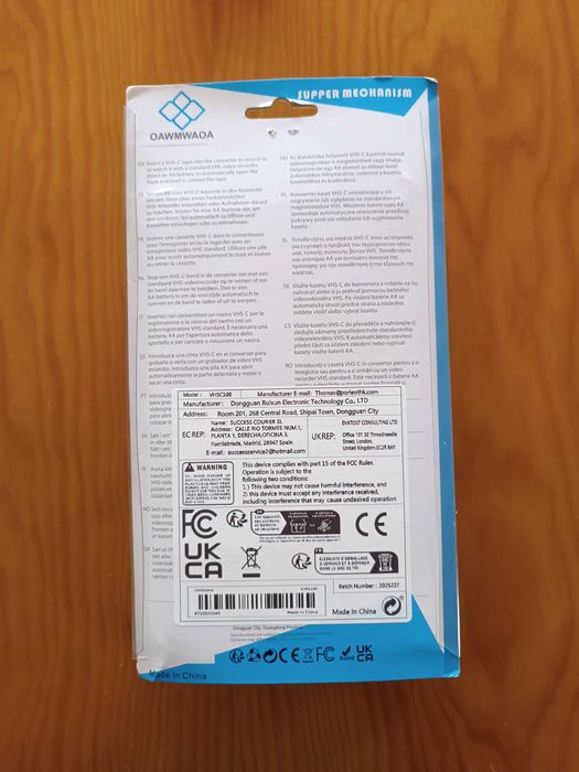 [NOVO] Adaptador de VHS-C para VHS
