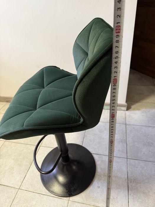 Krzesło fotel barowe hoker GRAPPO BLACK zielone VELVET