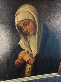 Stary Obraz olejny na płótnie,portret przedstawiający Magdalenę,