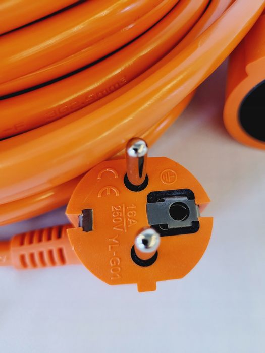 Przedłużacz budowlany ogrodowy 50 m pomarańczowy 3x2,5mm, gruby solidn