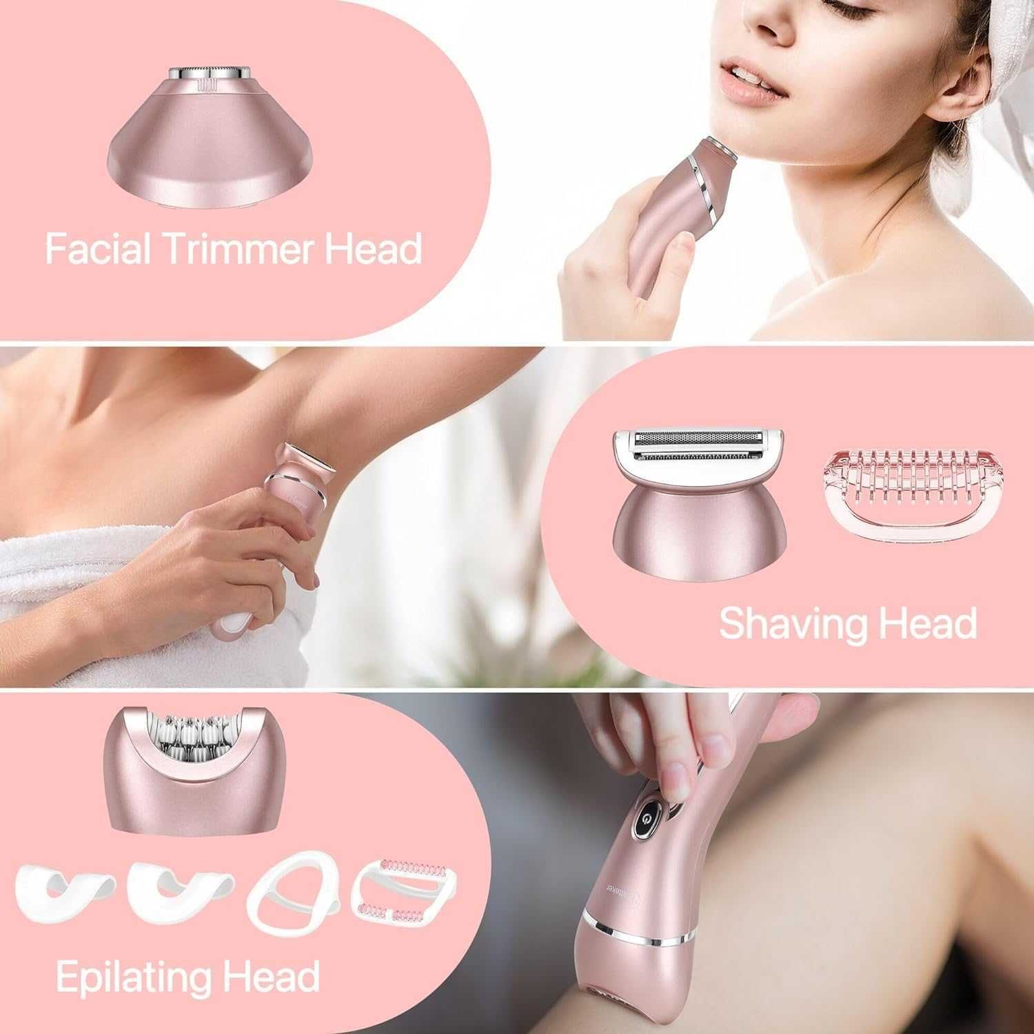 Hatteker dla kobiet, 3-w-1 Lady Shaver depilator USB