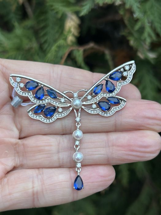 Нова срібна брошка «Бабка», срібло 925 проба