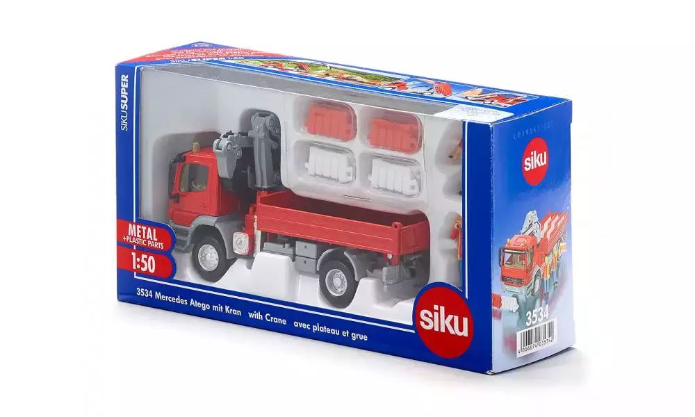 Mercedes Atego z dźwigiem obrotowym, 1:50. Siku