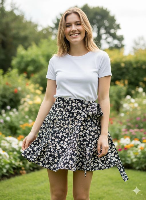 Damska czarna spódniczka w kwiatki SHEIN Rozmiar M NOWA