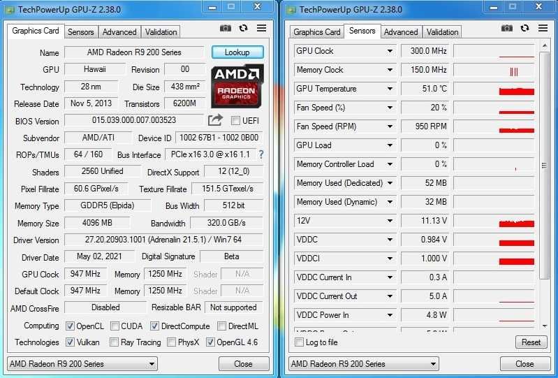 Radeon R9 290 4gb (работает- без артефактов)