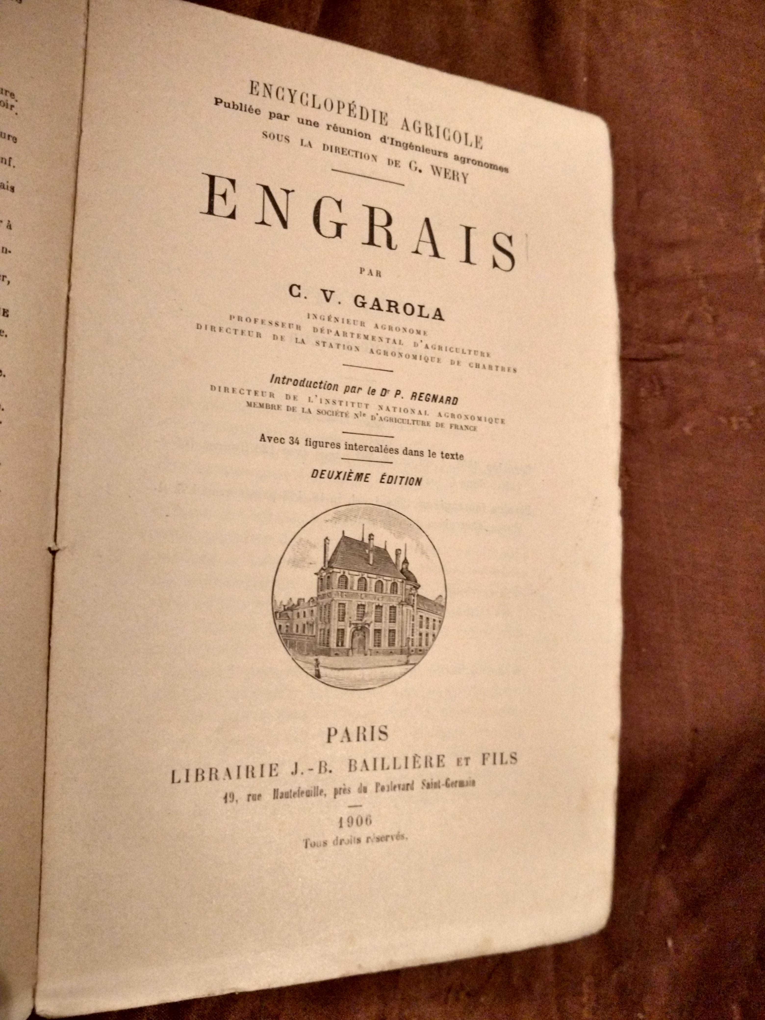 Enciclopédia Agrícola sobre fertilização, "Engrais", C.V.Garola (1906)