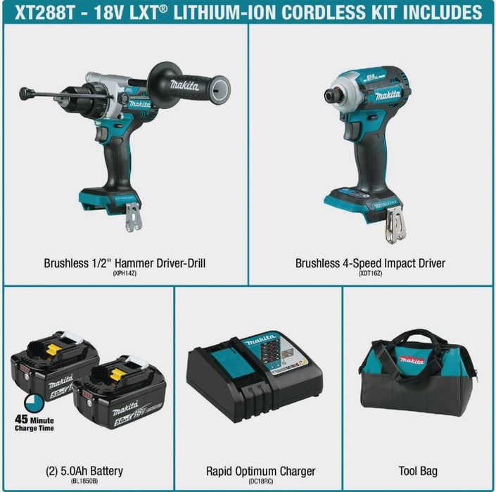 Набір безщіткових шуруповертів MAKITA XT288T 18V LXT