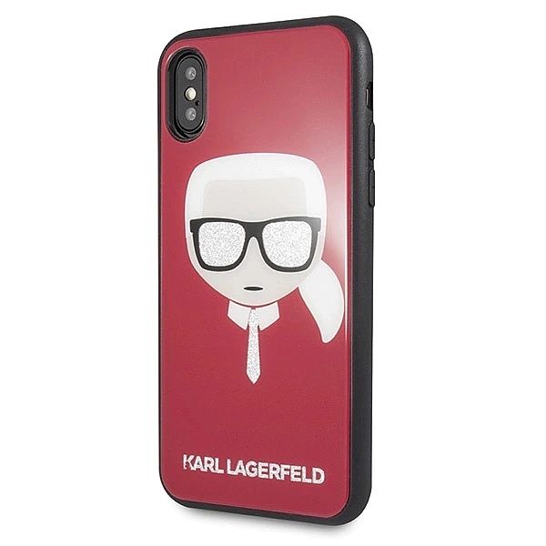 Etui Karl Lagerfeld Iconic Glitter Karl`s Head na iPhone X / Xs - czer
