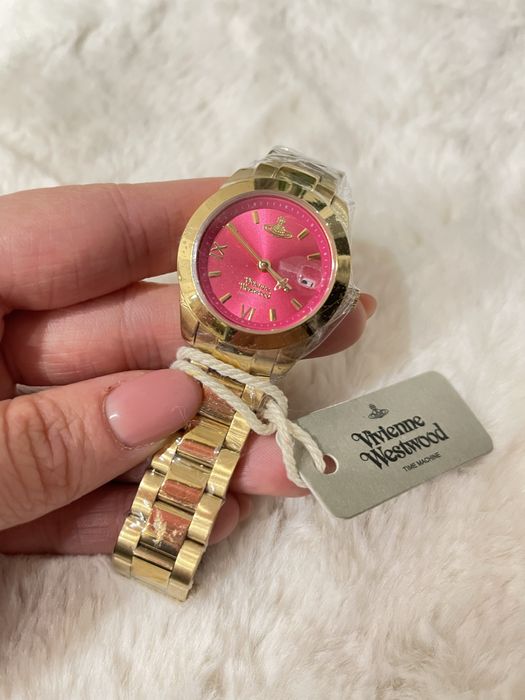 Годинник Vivienne Westwood золотий з рожевим циферблатом
