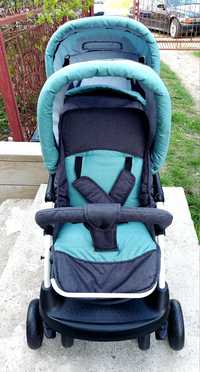 Wózek spacerówka dla bliźniaków bliźniaczy Chic 4 Baby Melange Mint No