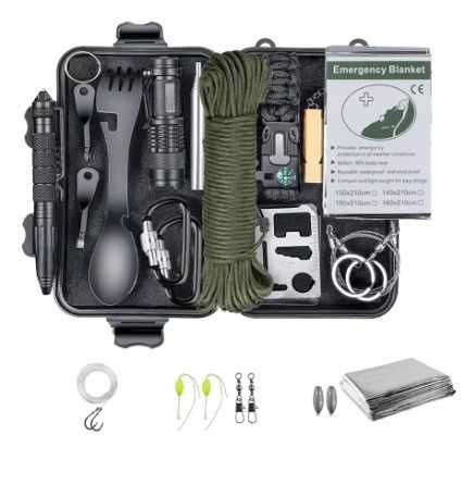 Profesjonalny surviwalowy zestaw przetrwania.