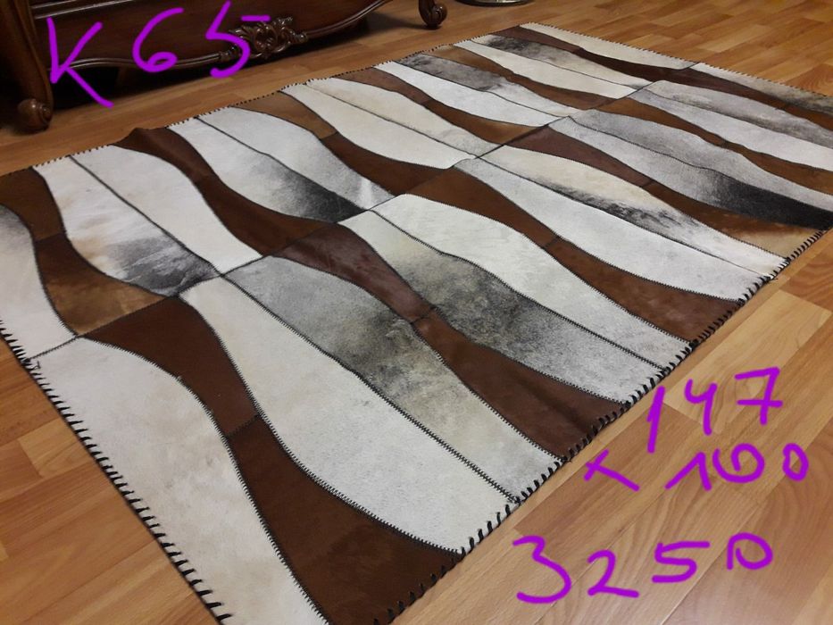 Кожаный ковёр ручной работы шкіряний килим