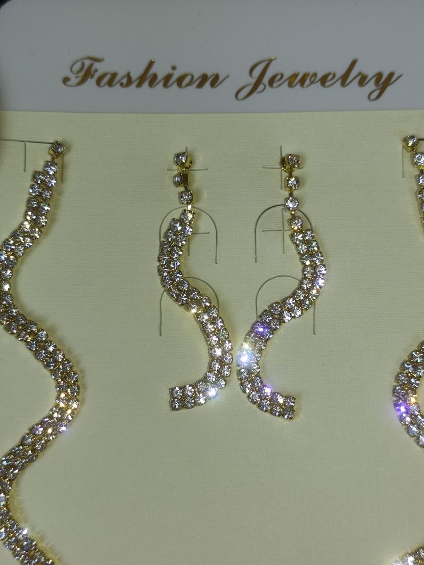 Conjunto Dourado Noiva Brilhantes Colar Brincos