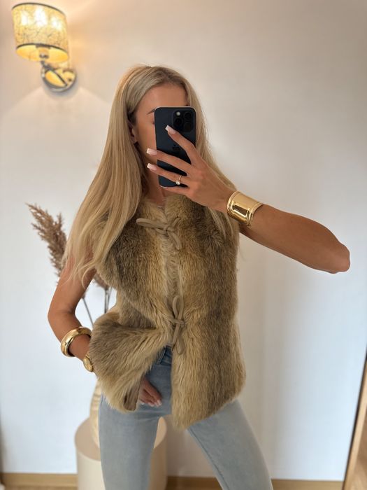 Naturalna futrzana kamizelka z lisa futro bezrekawnik