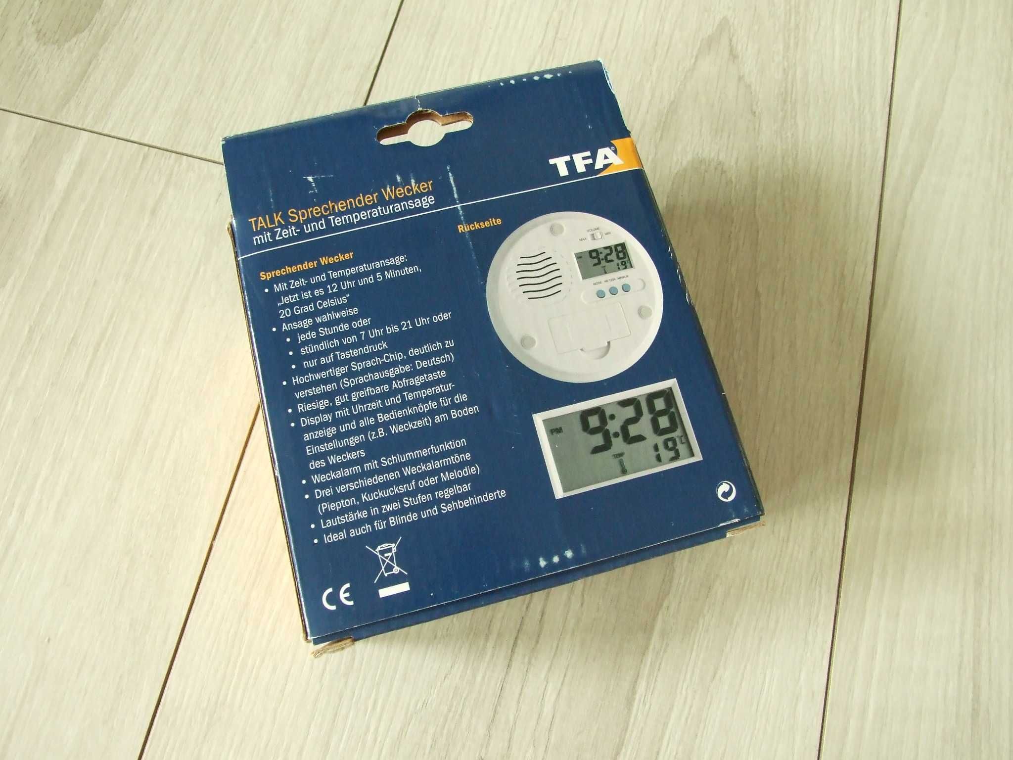 TFA Talking alarm clock with time and temperature