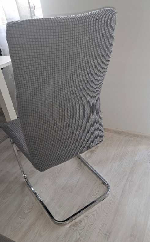 Pokrowce na krzesła 4 sztuki żakardowe elastyczne uniwersalne szare