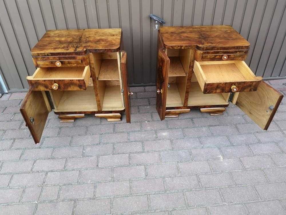 Stoliki Szafki Nocne Art Deco Orzech Stare Antyk Komplet Okazja.