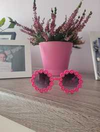 Okulary przeciwsłoneczne dziewczęce kwiatki różowe