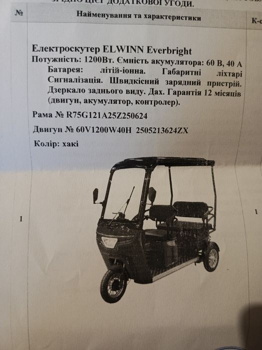 Продам електротрицикл, новий