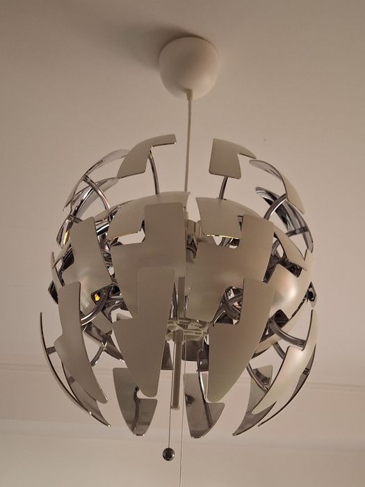 Candeeiro suspenso IKEA explosão, branco/prateado, 35 cm