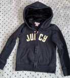 Juicy Couture czarna bluza kaptur z futerkiem złote napisy zip r. 6