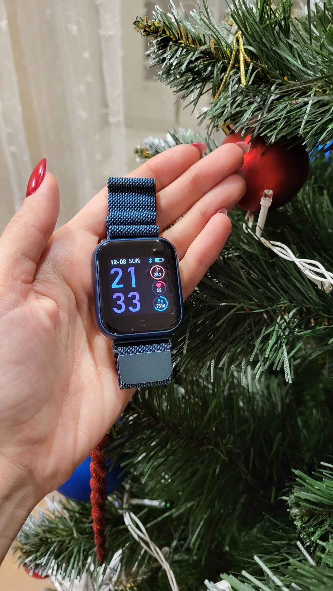 Наручные часы, электронные, смарт браслет, Smart Watch T80S, синие