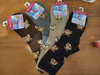 Cieplutkie skarpety damskie w misie, termo, frotte, bawełna, 39-42