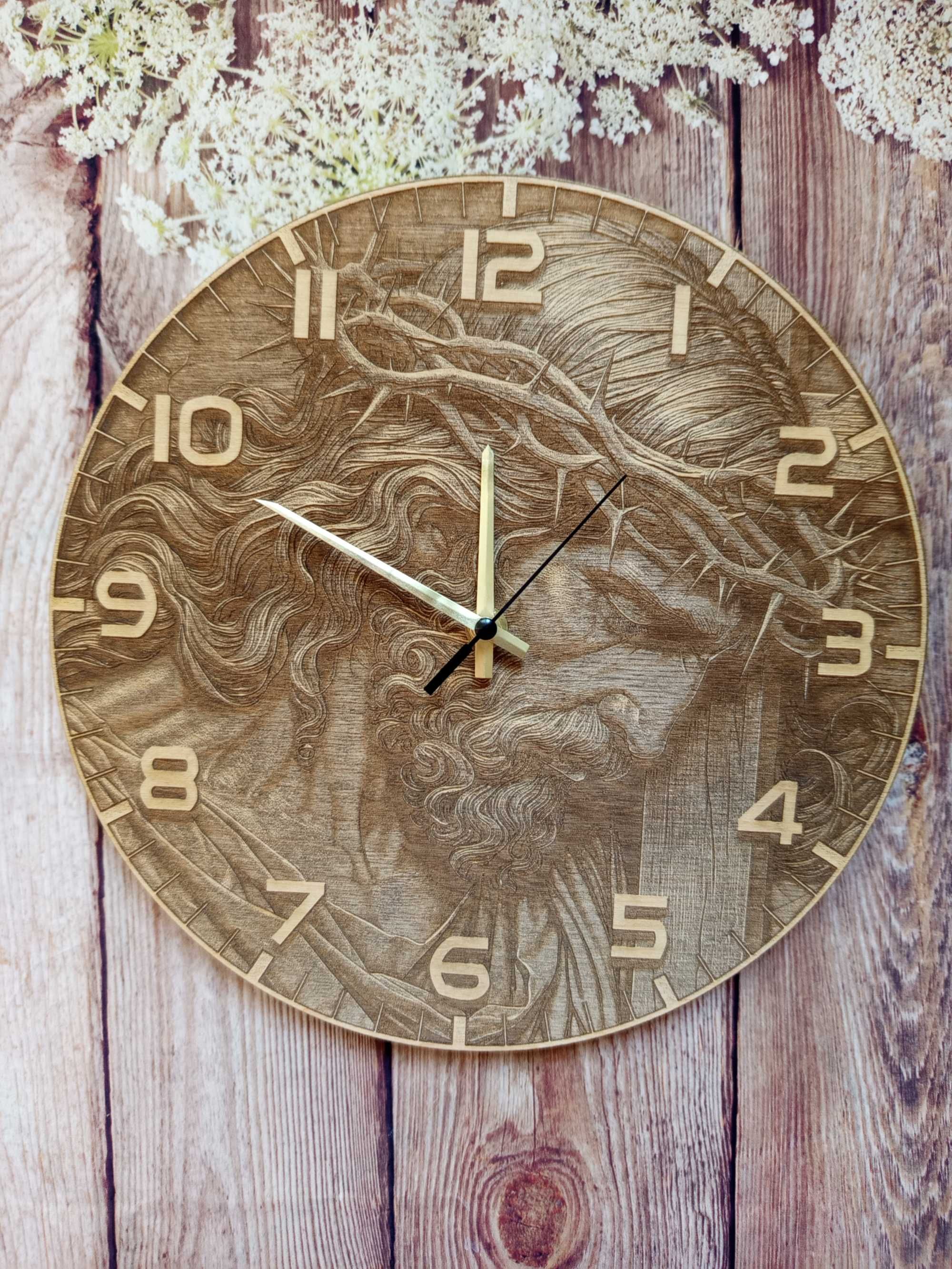 Zegar ścienny Jezus Chrystus - grawer 3D - średnica 30cm