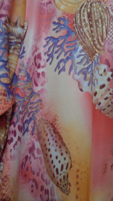 Яркое трикотажное  платье-туника с морским  принтом