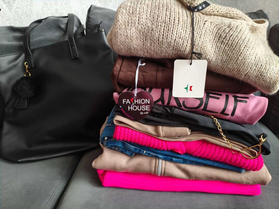 Paczka S/M plus torebka, rzeczy nowe i bdb