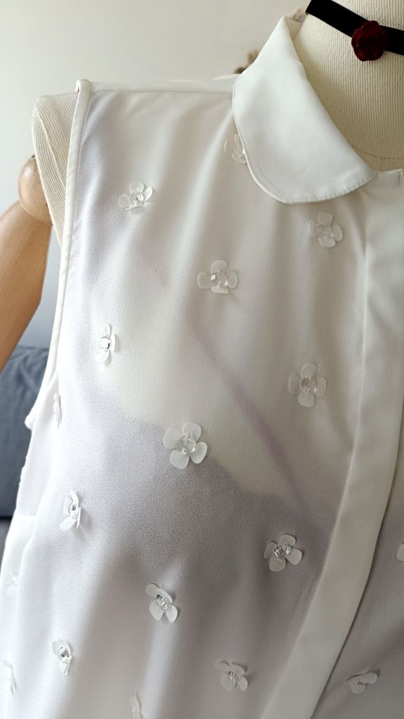 Bluzka biust 57x2 XL kołnierzyk bebe flower 3D na lata 60s kwiatuszki