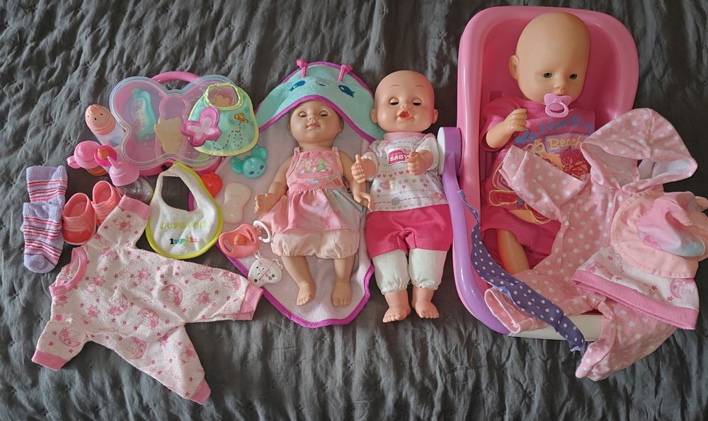 Zestaw bobasy , lalki , dziecko ,ubranka , dodatki ,nosidełko
