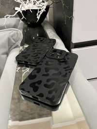 Леопардовий чорний чехол на iPhone 13 , 15pro max