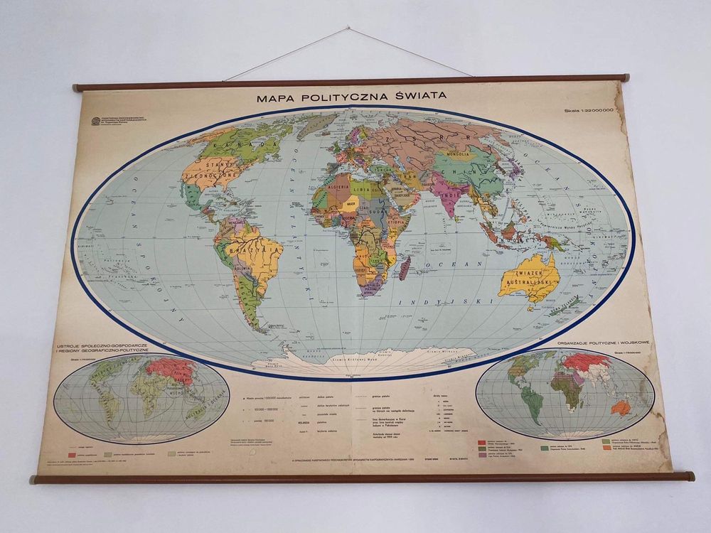 Mapa polityczna świata z 1989r., 120x170cm