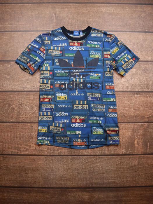 Adidas Originals Shoebox niebieska czarna koszulka z krótkim rękawem