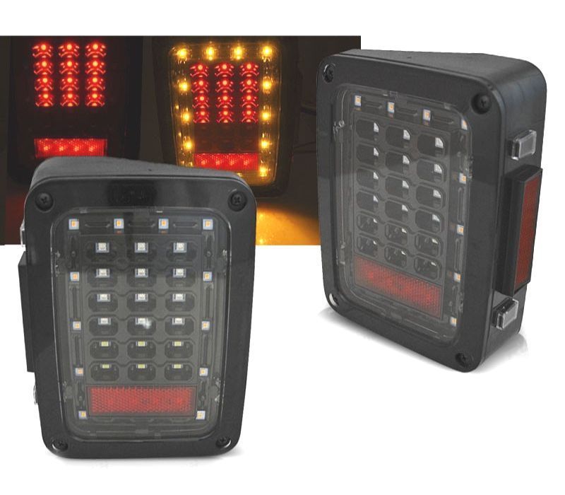 FAROLINS TRASEIROS LED JEEP WRANGLER JK 07-18 PRETO