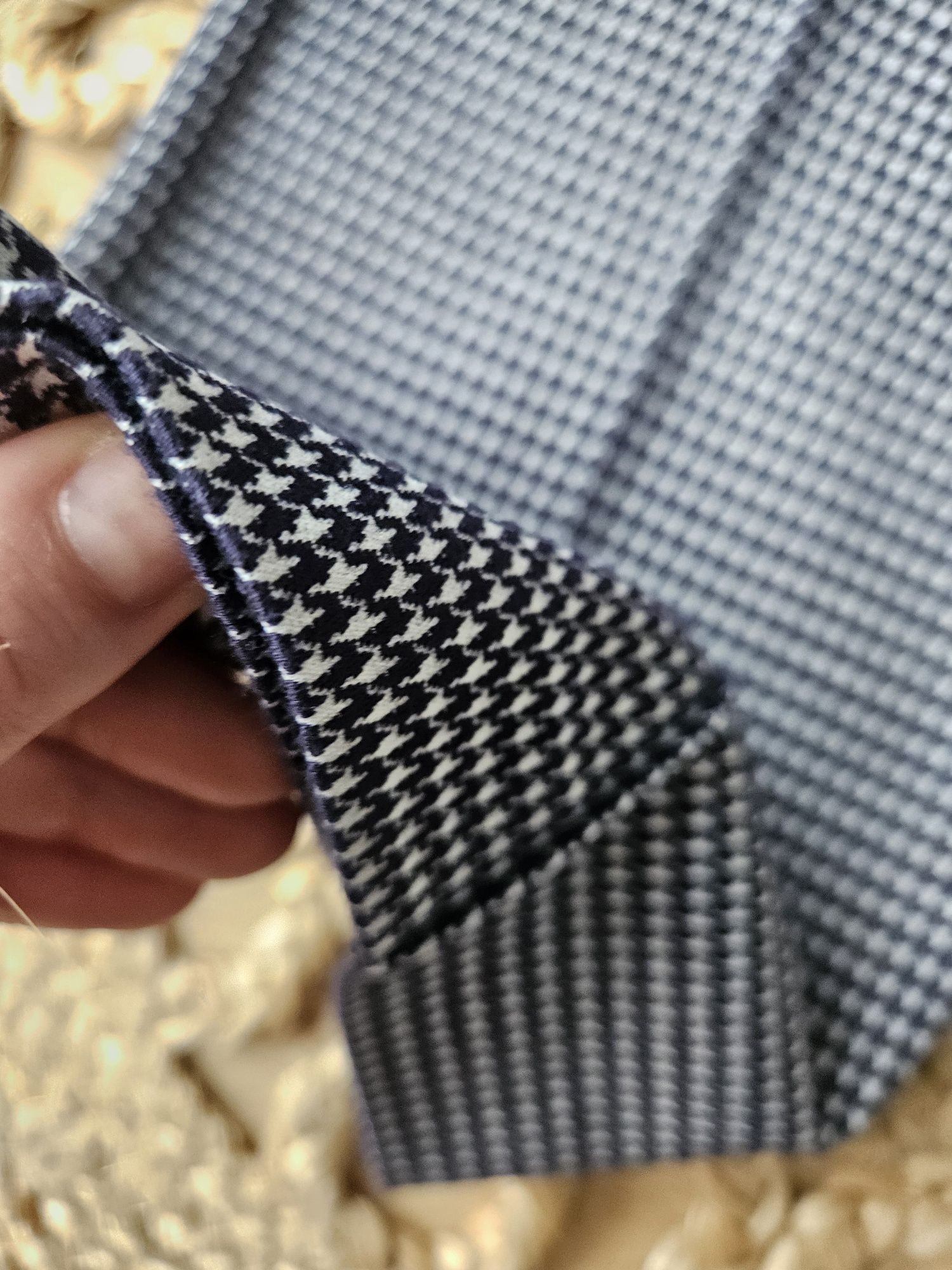 Stylowe spodnie w drobną kratkę – Marc Aurel na gumce  M/ L eleganc