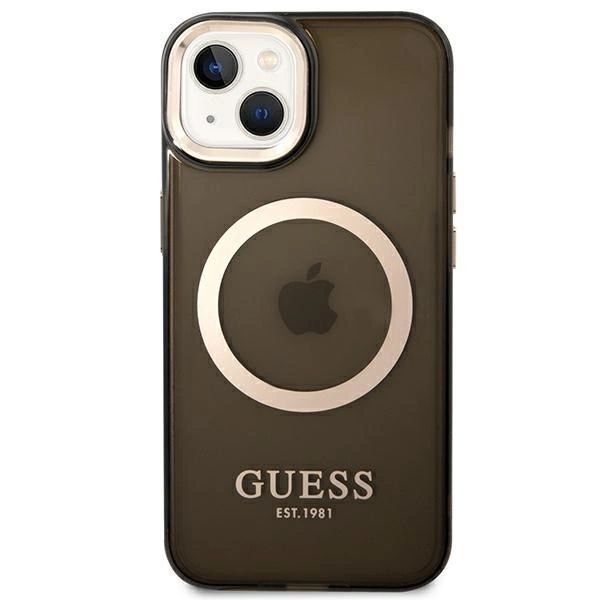 Etui Guess Gold Outline Translucent Magsafe Na Iphone 14 - Czarne