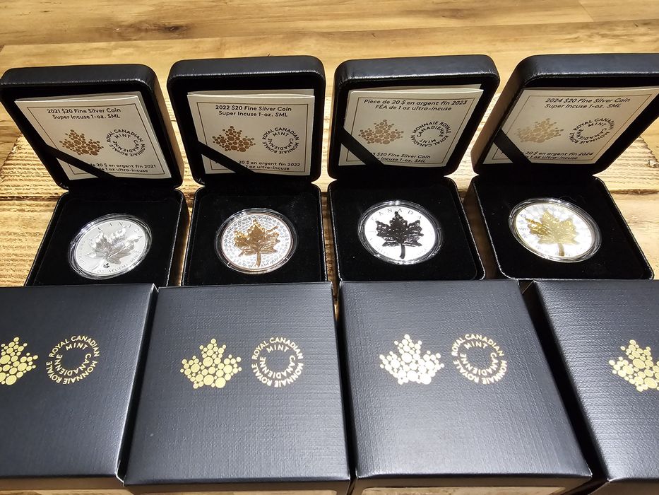 Колекція монет Кленовий лист Канада 2021-2024 суперглибоке карбування