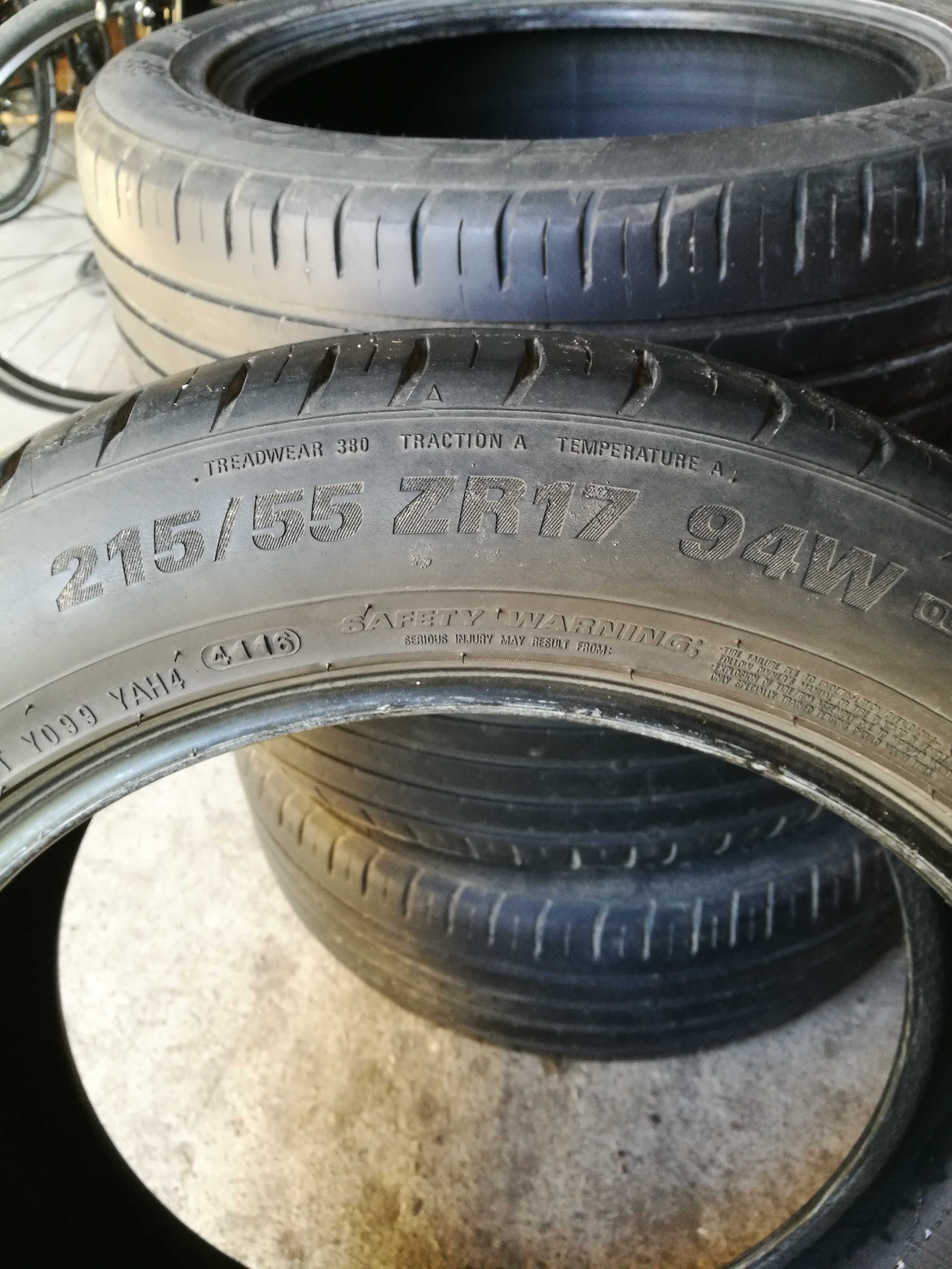 Opony letnie używane, komplet 215/55 R17