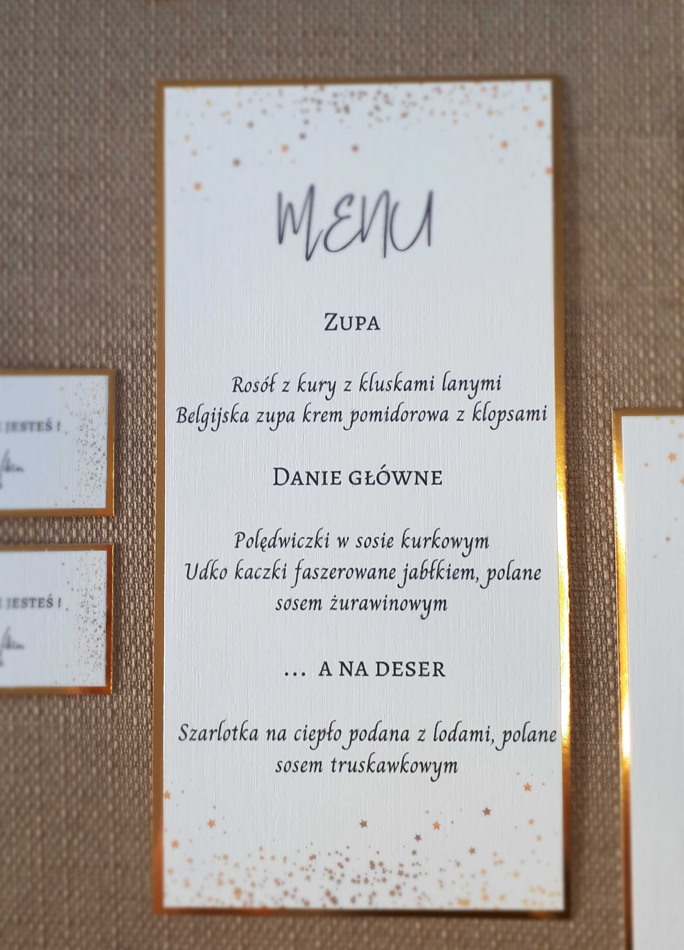 MENU WESELNE Ślubne Karta Dań na wesele GLAMUR