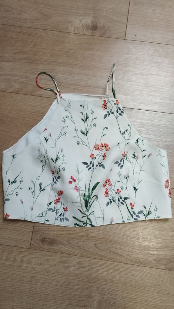 Biały floral top bluzka Zara