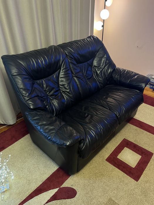 Диван Натуральна шкіра чорний