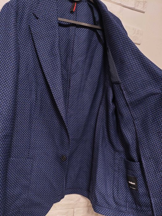 Strellson mandoc L XL синій шерстяний піджак приталений хоч на весілля