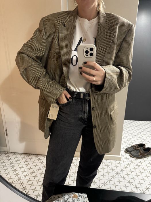 Marynarka vintage wełniana pepitka w kratę mle the odder side oversize