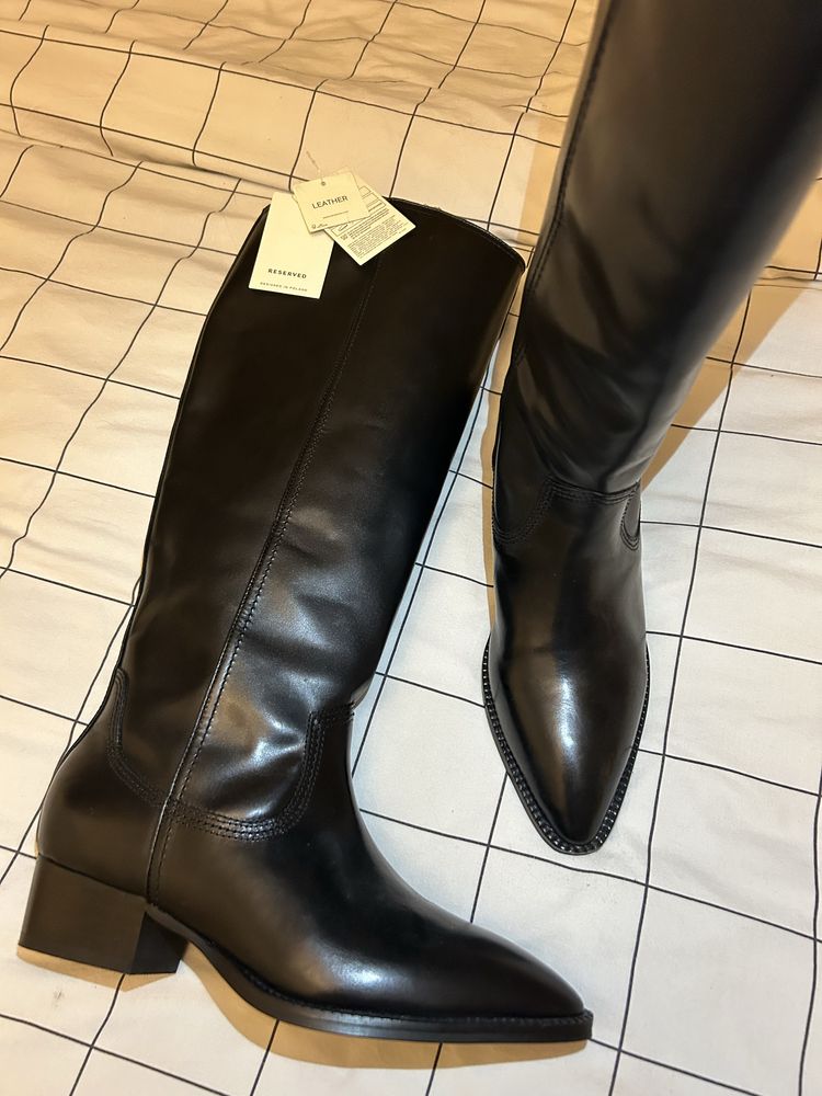 Skórzane kozaki leather Reserved 37 nowe skóra