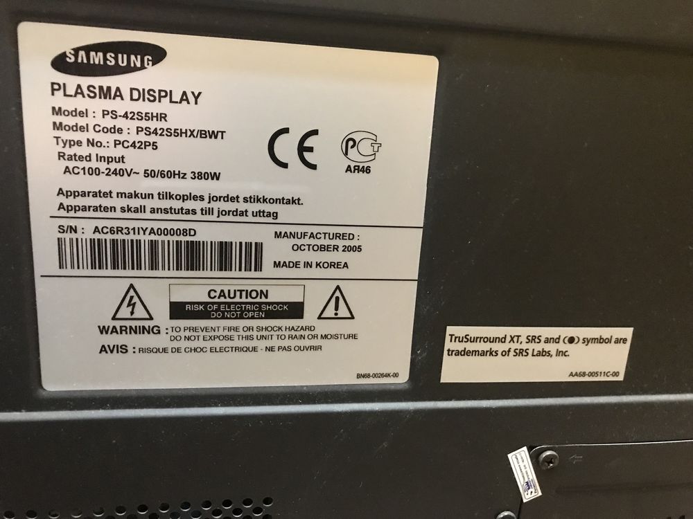 Плазма Samsung 42” дюйма PS-42S5HR